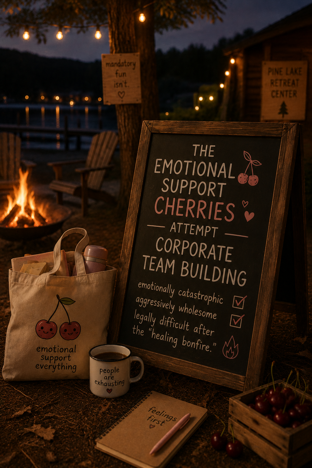 The Emotional Support Cherries Attempt Corporate Team Building