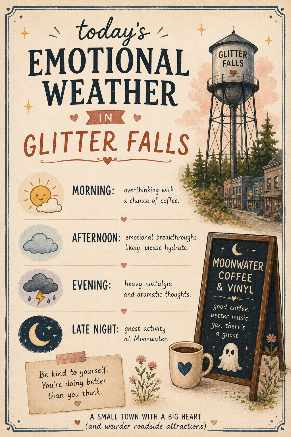✦ TODAY’S EMOTIONAL WEATHER IN GLITTER FALLS ✦