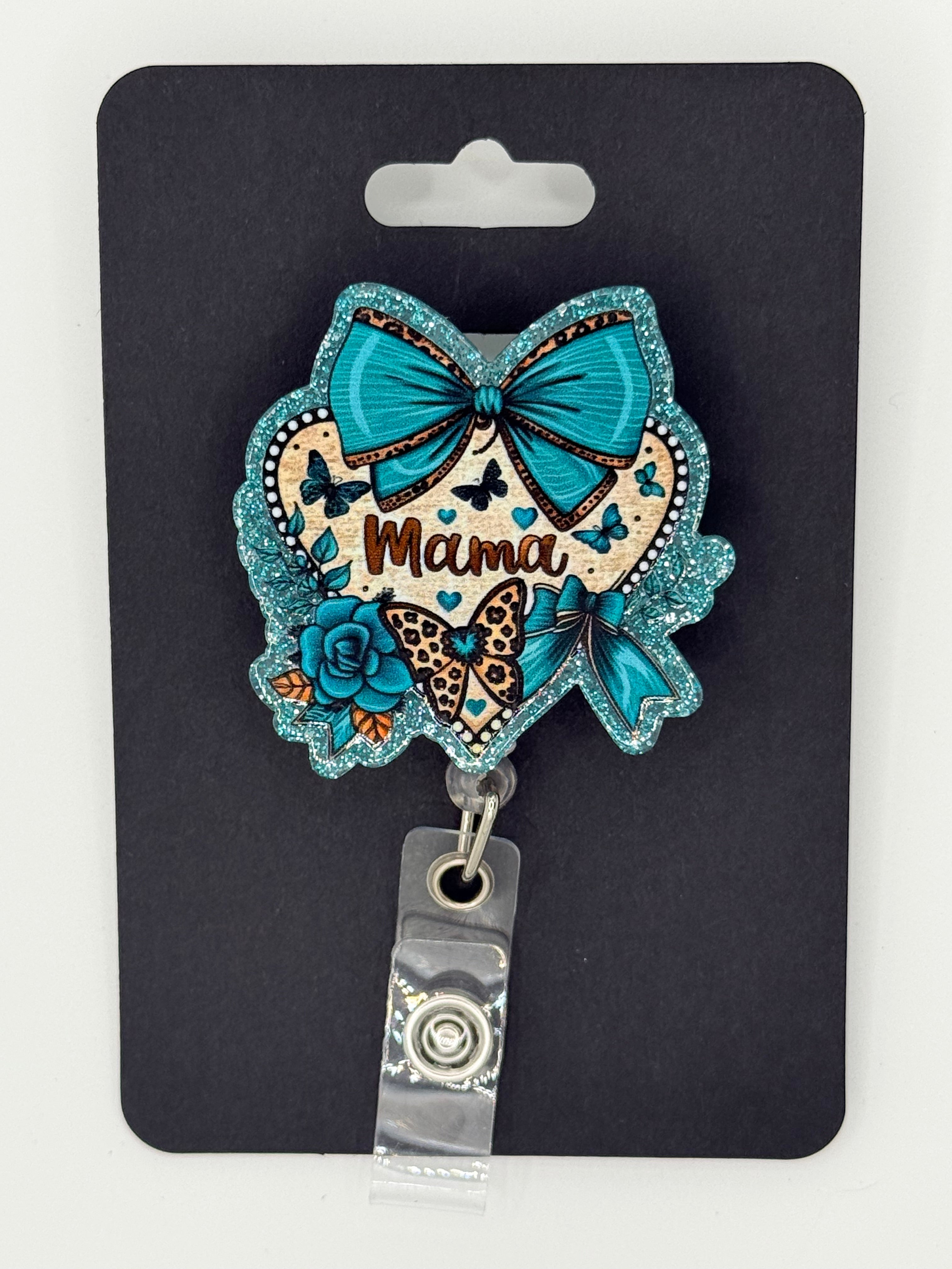 Blue Bow “Mama” Badge Reel