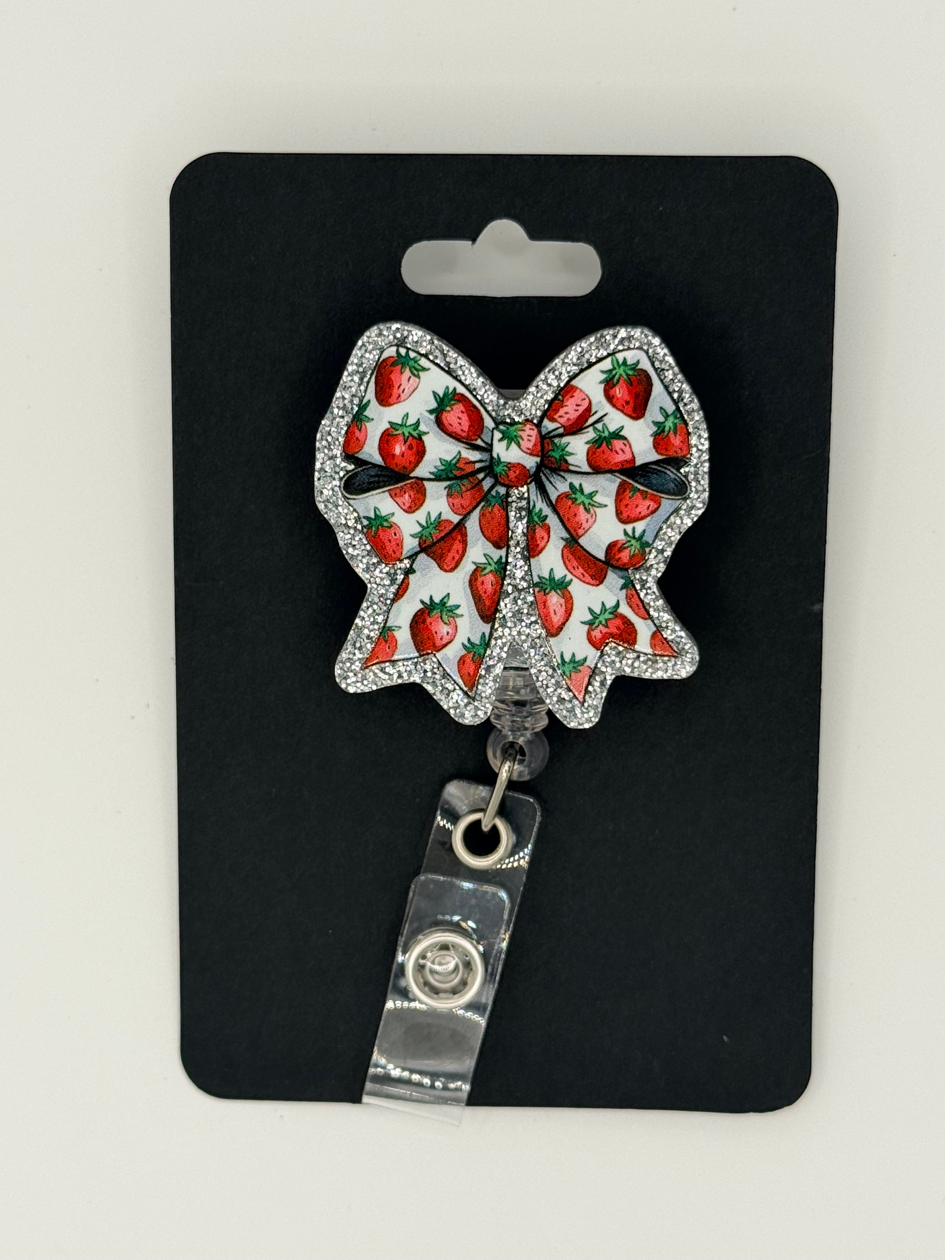 Strawberry Bow Badge Reel