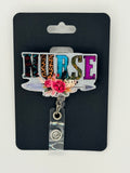 Nurse Arrow Flowers Badge Reel
