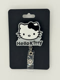 Kawaii Kitty Black & White Face Badge Reel
