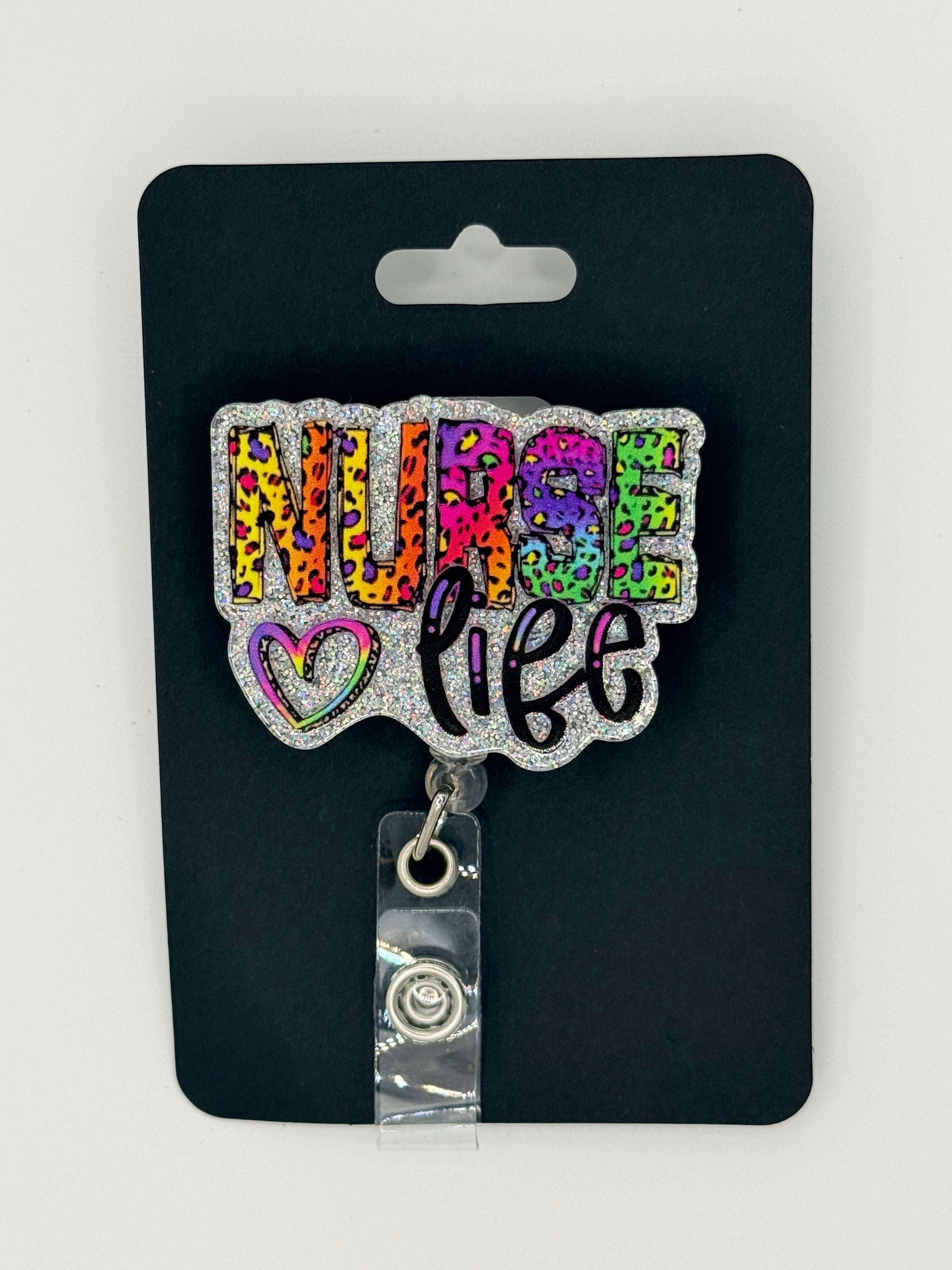 Leopard Rainbow Nurse Life Badge Reel