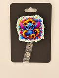 Blue Alien and Sunflowers Badge Reel