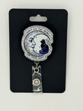 Crescent Moon & Black Cat Badge Reel