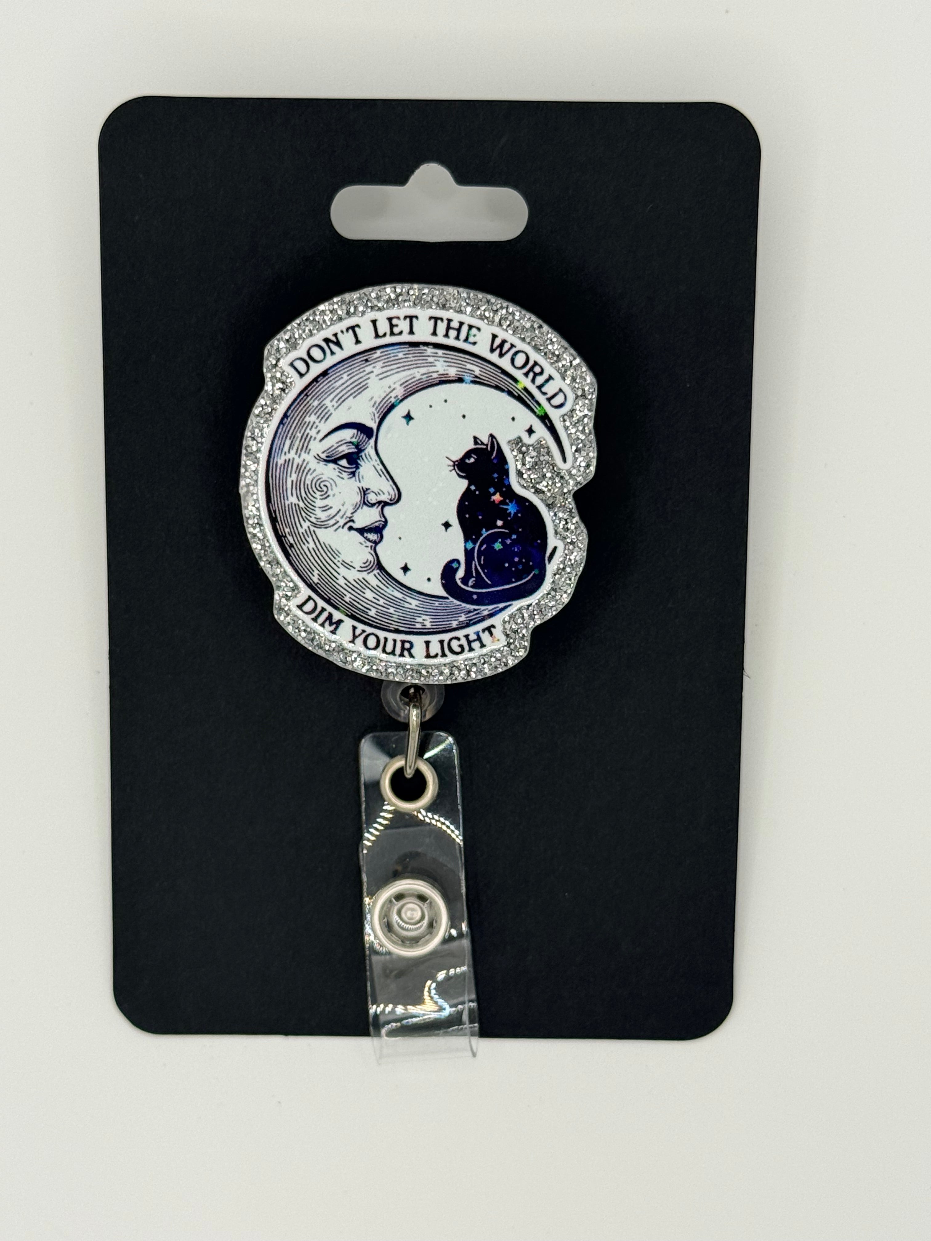 Crescent Moon & Black Cat Badge Reel