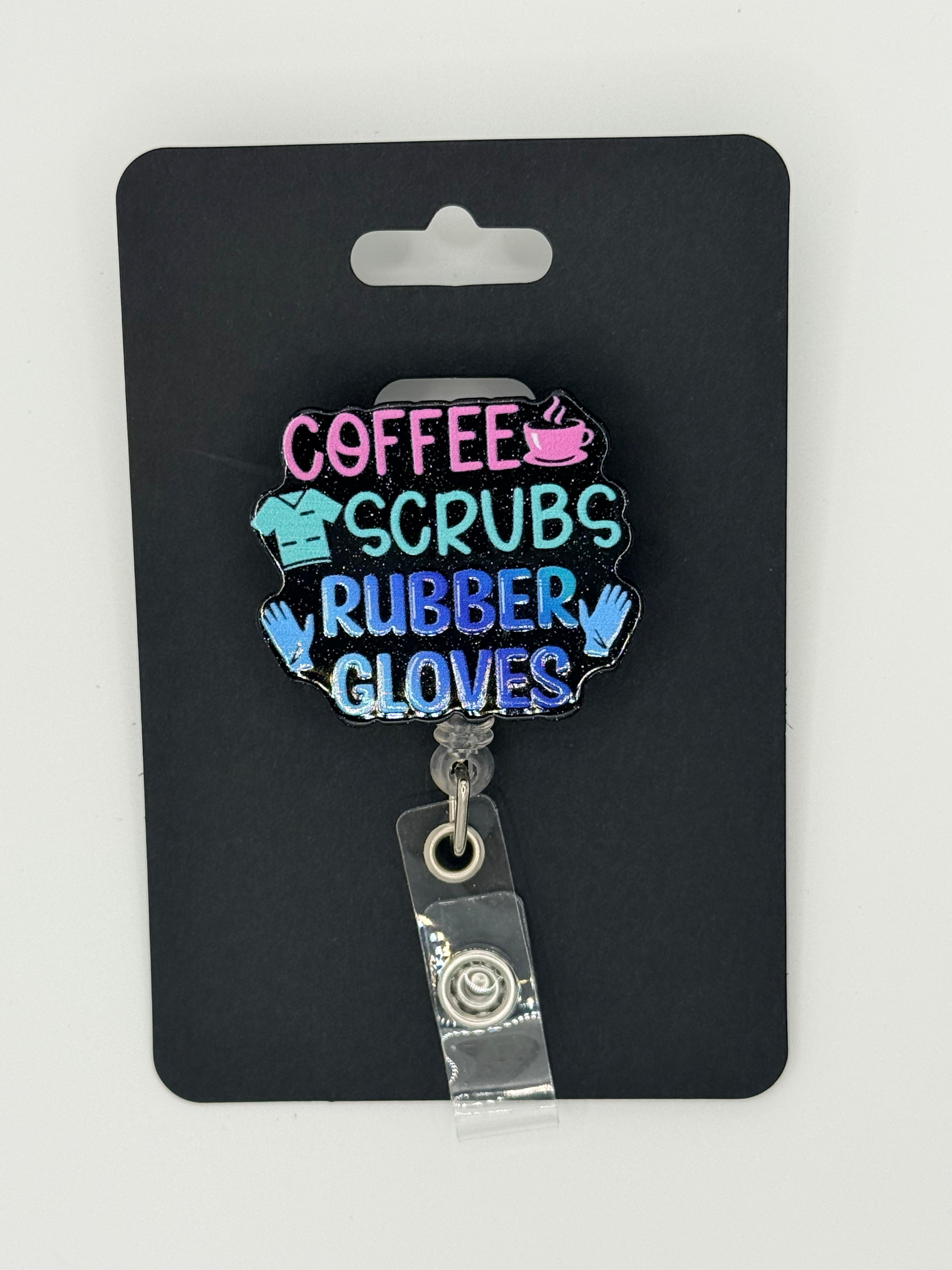 Coffee Scrubs Rubber Gloves Badge Reel