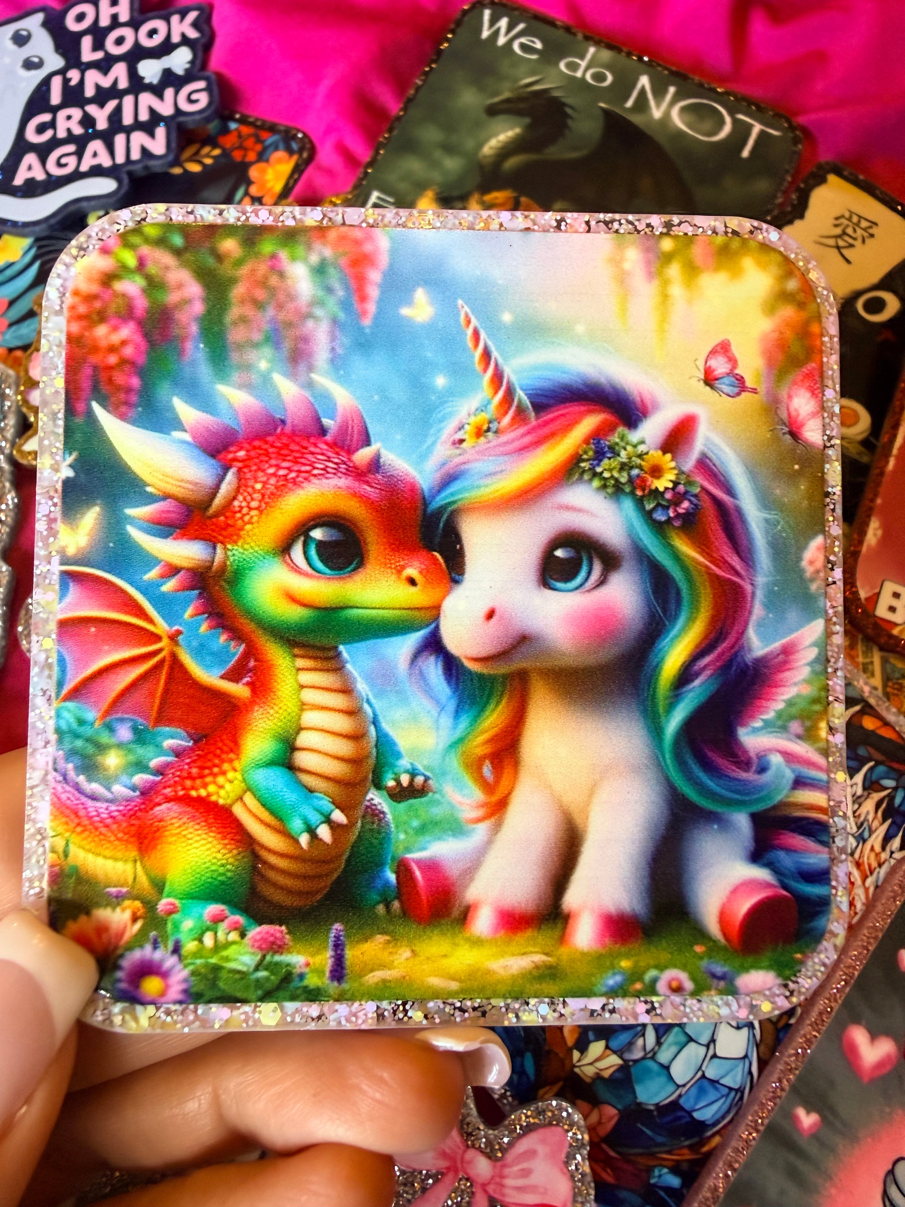 Unicorn and Dragon BFFs, Large Magnet