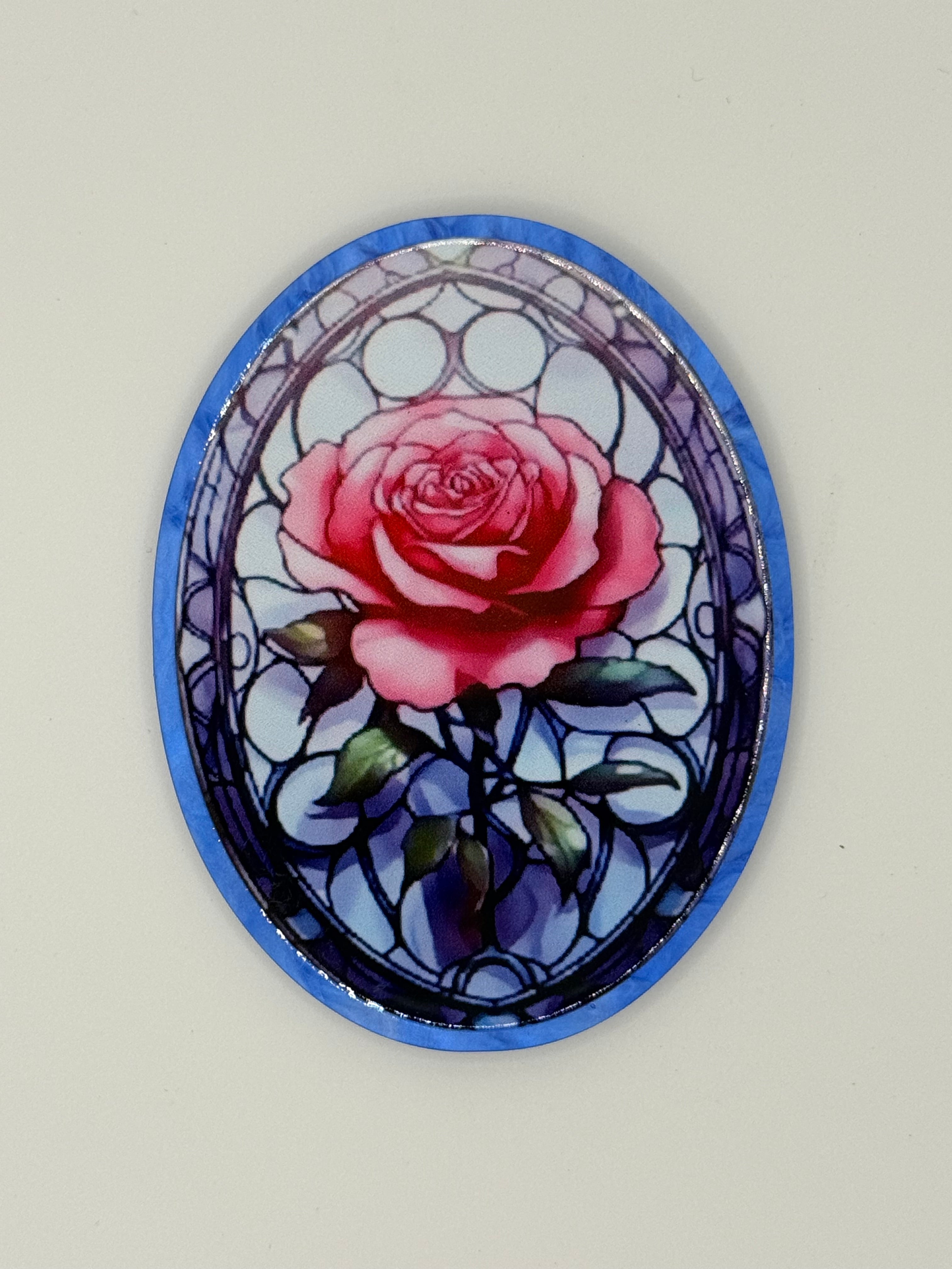 Stained Glass Rose Large Magnet