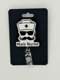 Male Nurse Mustache Badge Reel