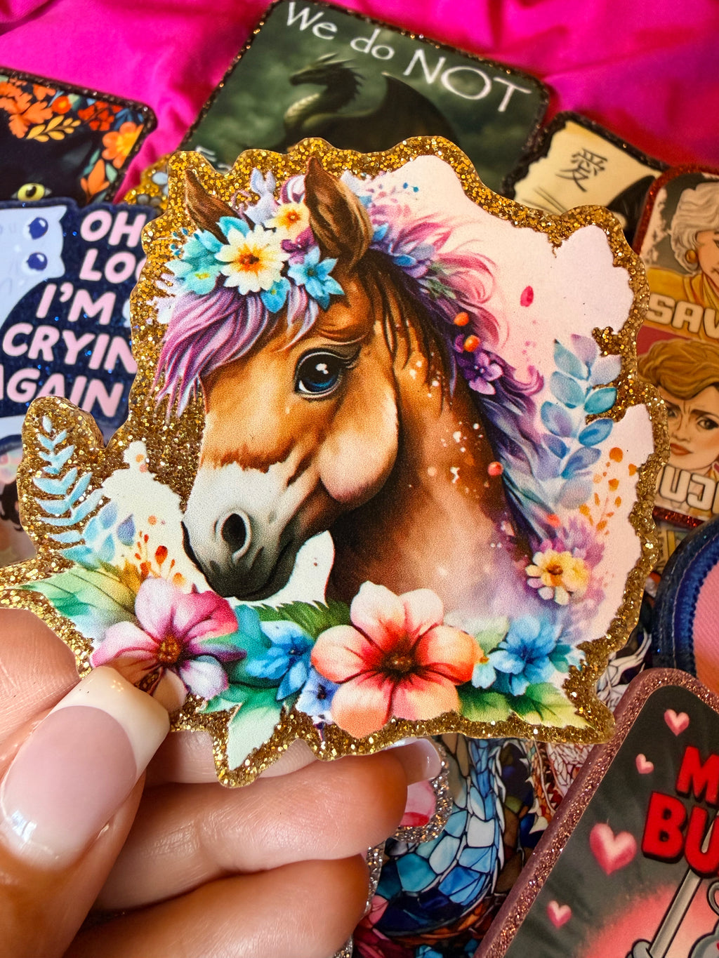 Pony and Flowers, Large Magnet