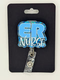ER Nurse Bright Blue & White Badge Reel