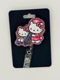 Kawaii Kitty Pushing Wheelchair Badge Reel