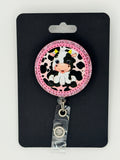 Cow Pink Glitter Badge Reel