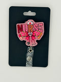 Pink Pretty Bow Flowers Nurse Badge Reel