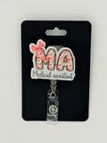 Medical Assistant Pink Bow Badge Reel