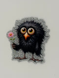Black Bird with Flower Large Magnet