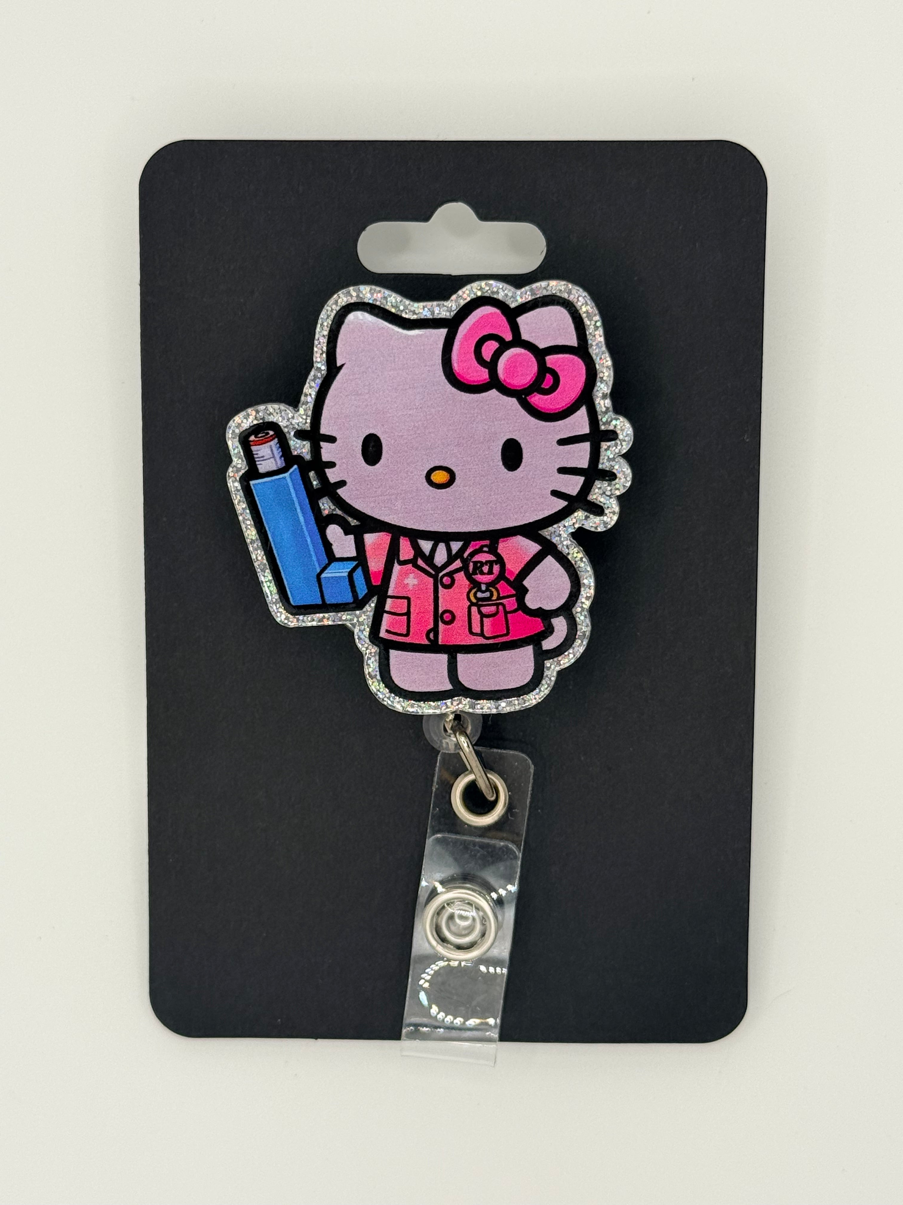 Kawaii Kitty Respiratory Therapist Badge Reel