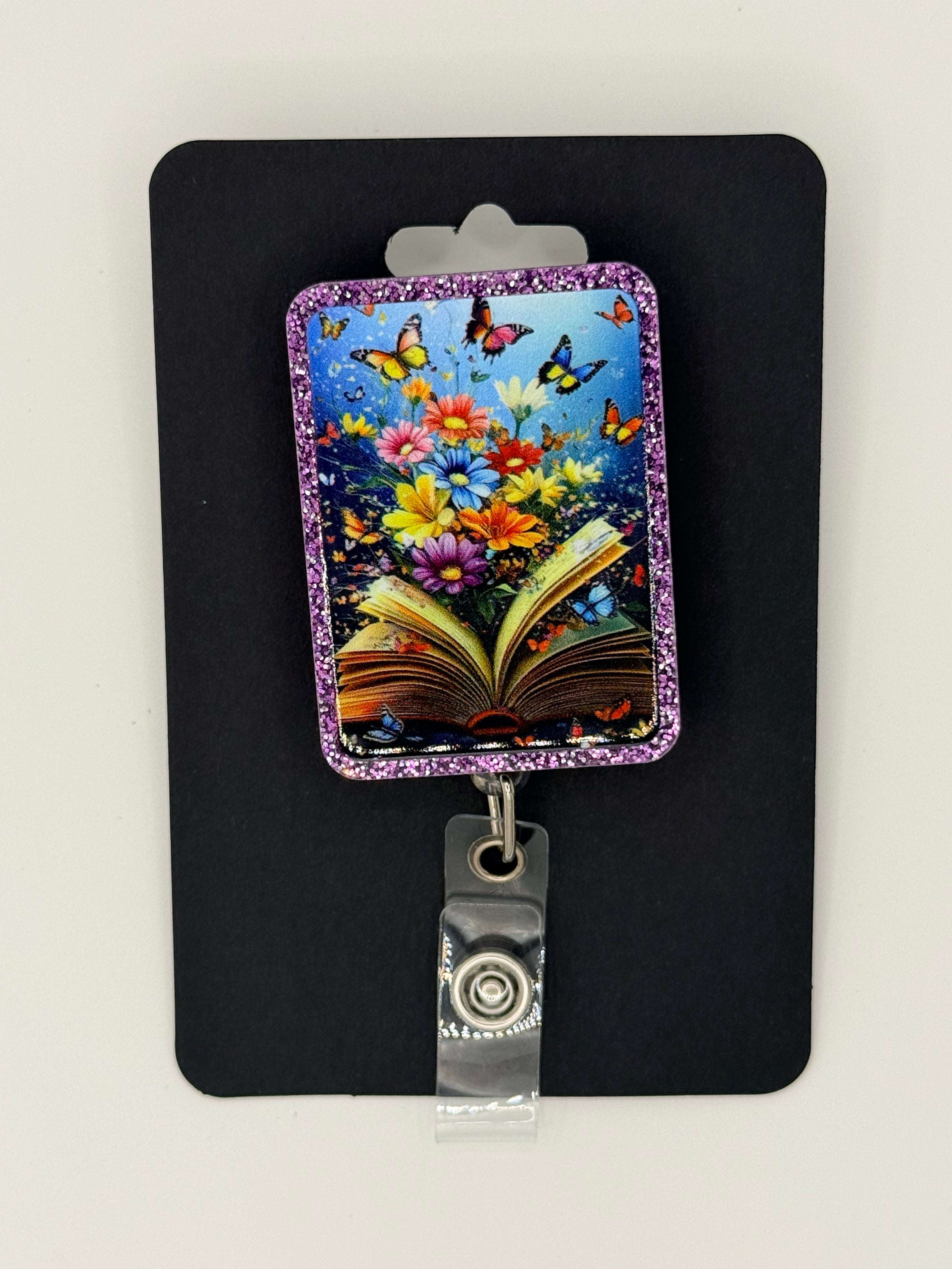 Book and Butterflies Badge Reel