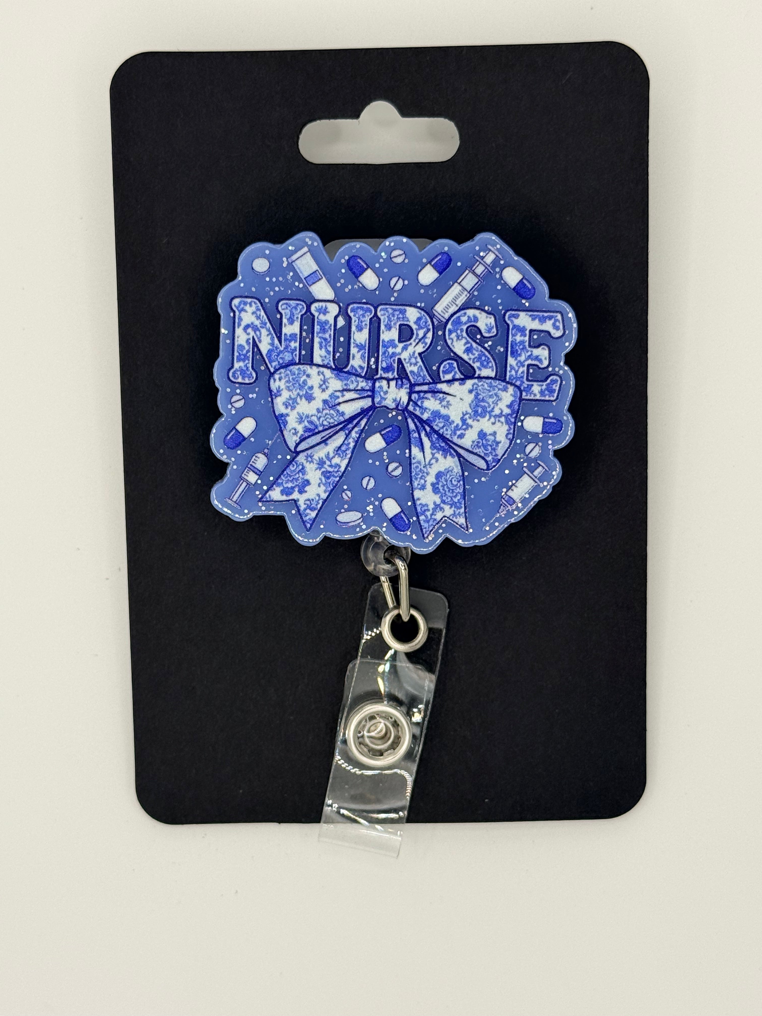 Purple Bow Nurse Badge Reel