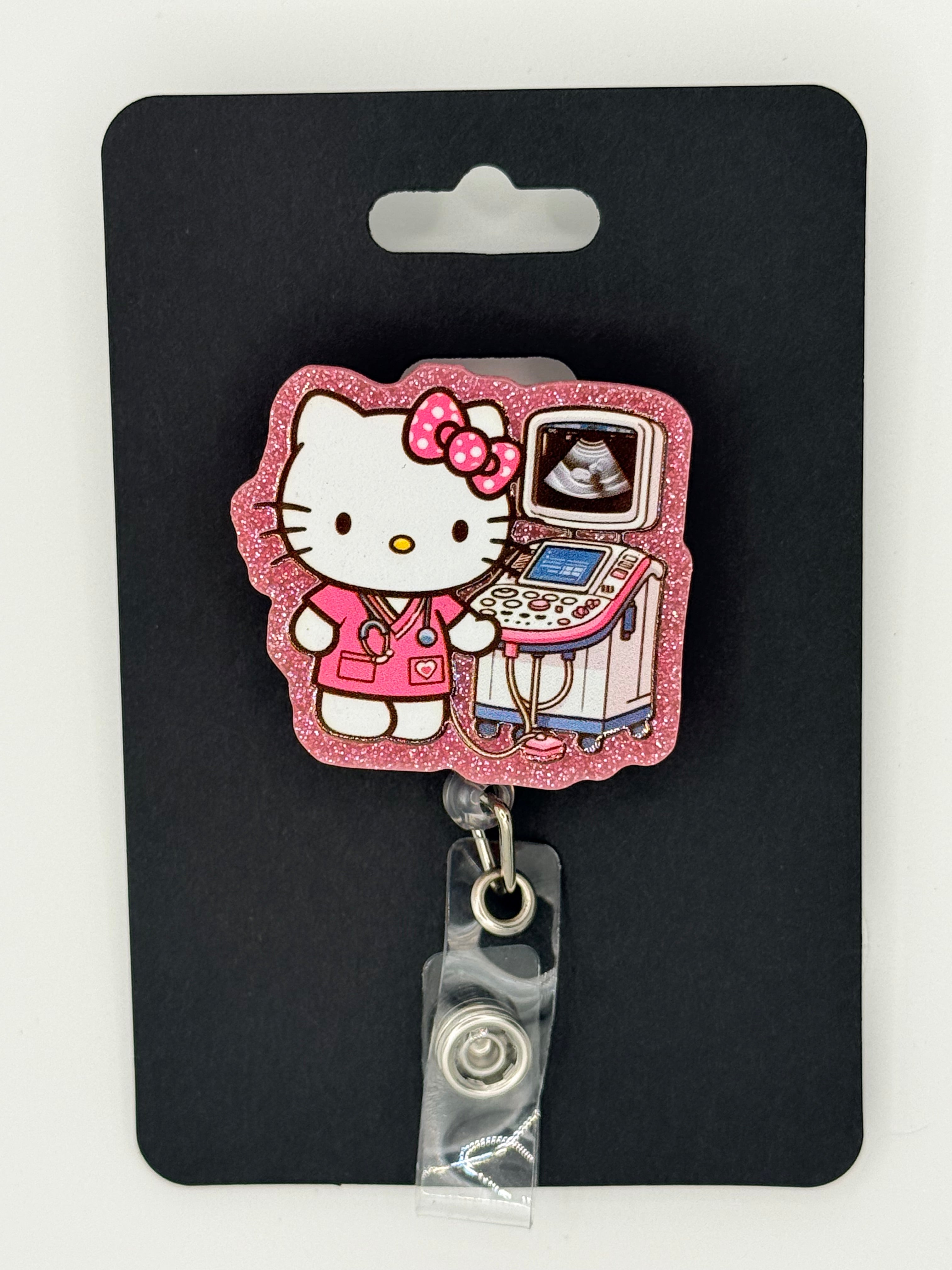 Kawaii Kitty Ultra Sound Tech Badge Reel