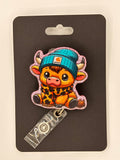Blue Collar Cow with Beanie Badge Reel