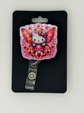 Kawaii Kitty Pink Fairy with Flowers Badge Reel