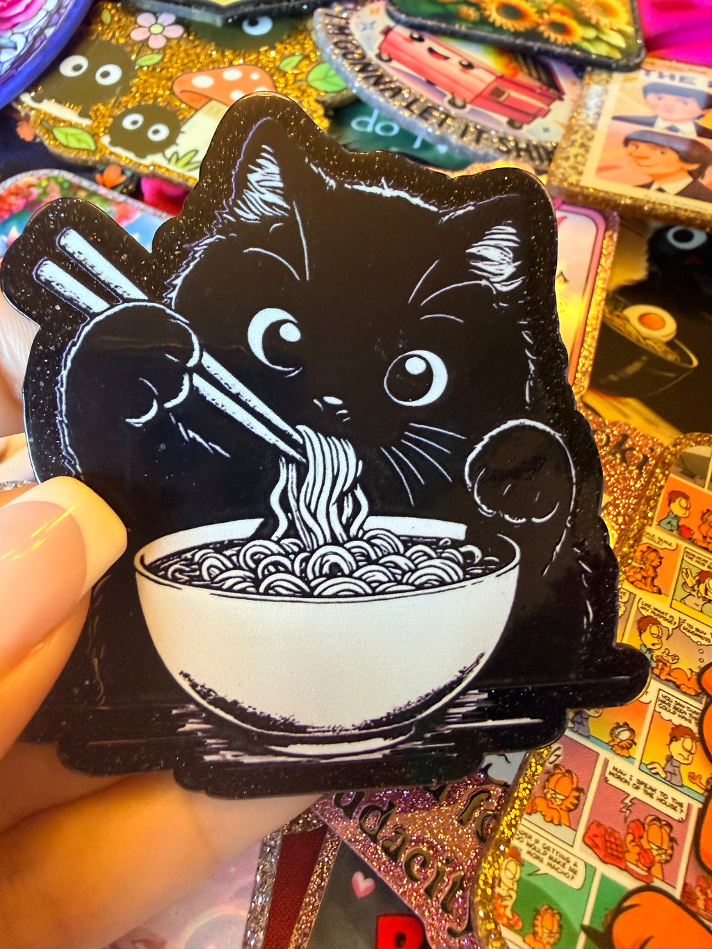 Kitty with Noodle Bowl Large Magnet