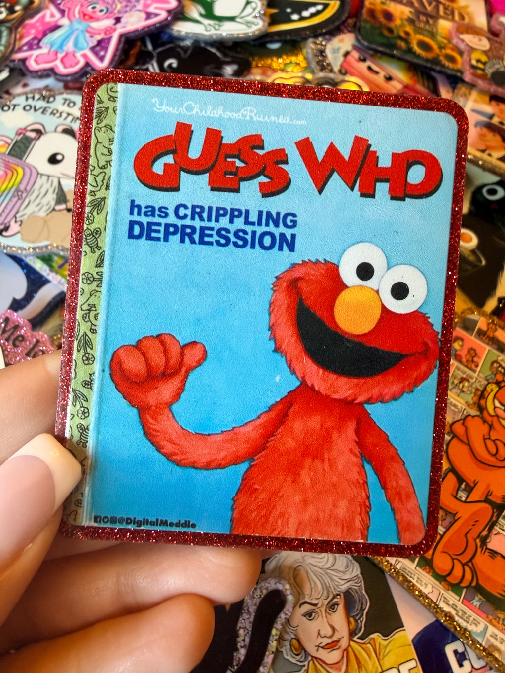 Little Red Monster Crippling Depression Large Magnet