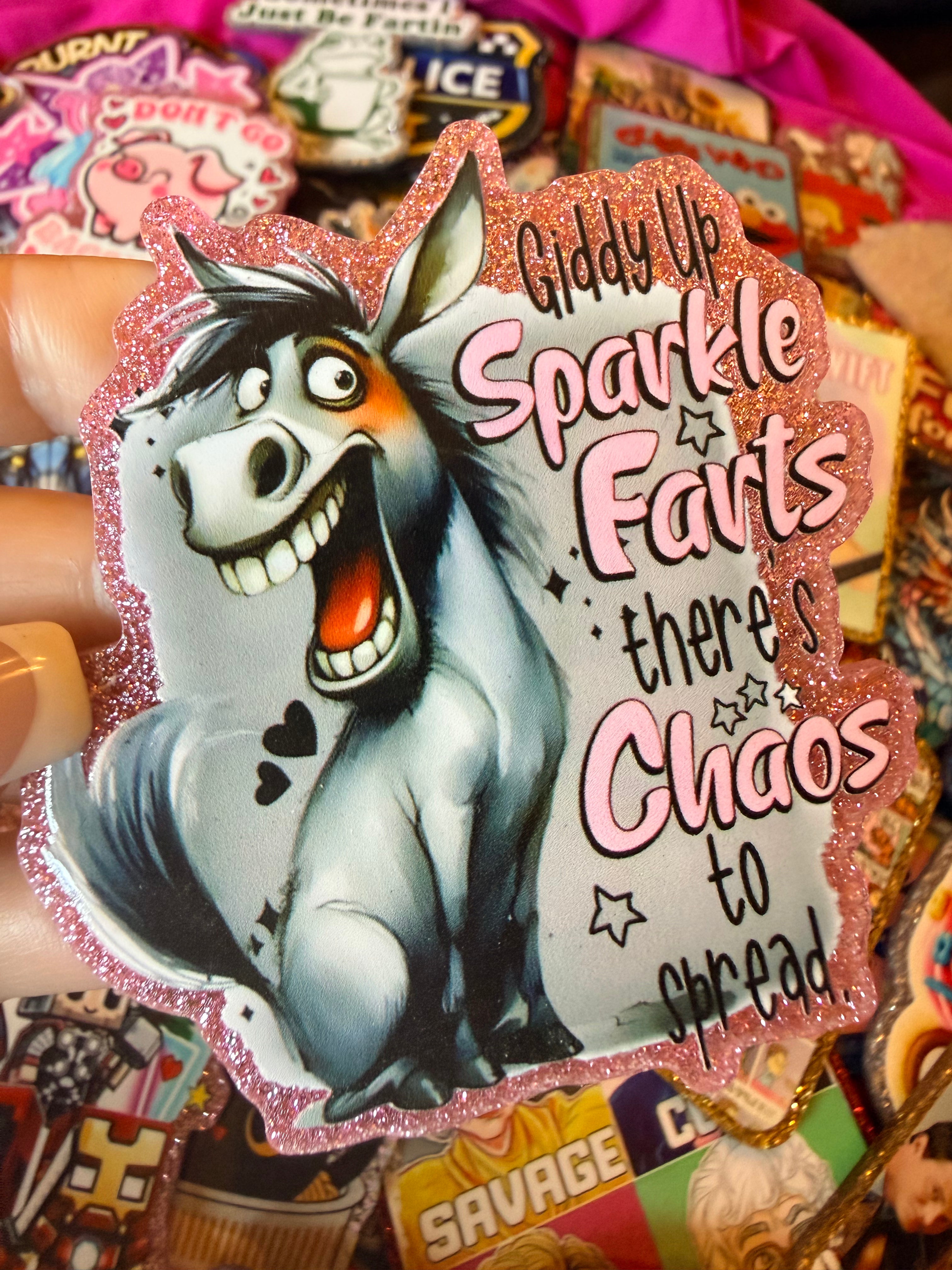 Giddy Up Sparkle Farts Large Magnet