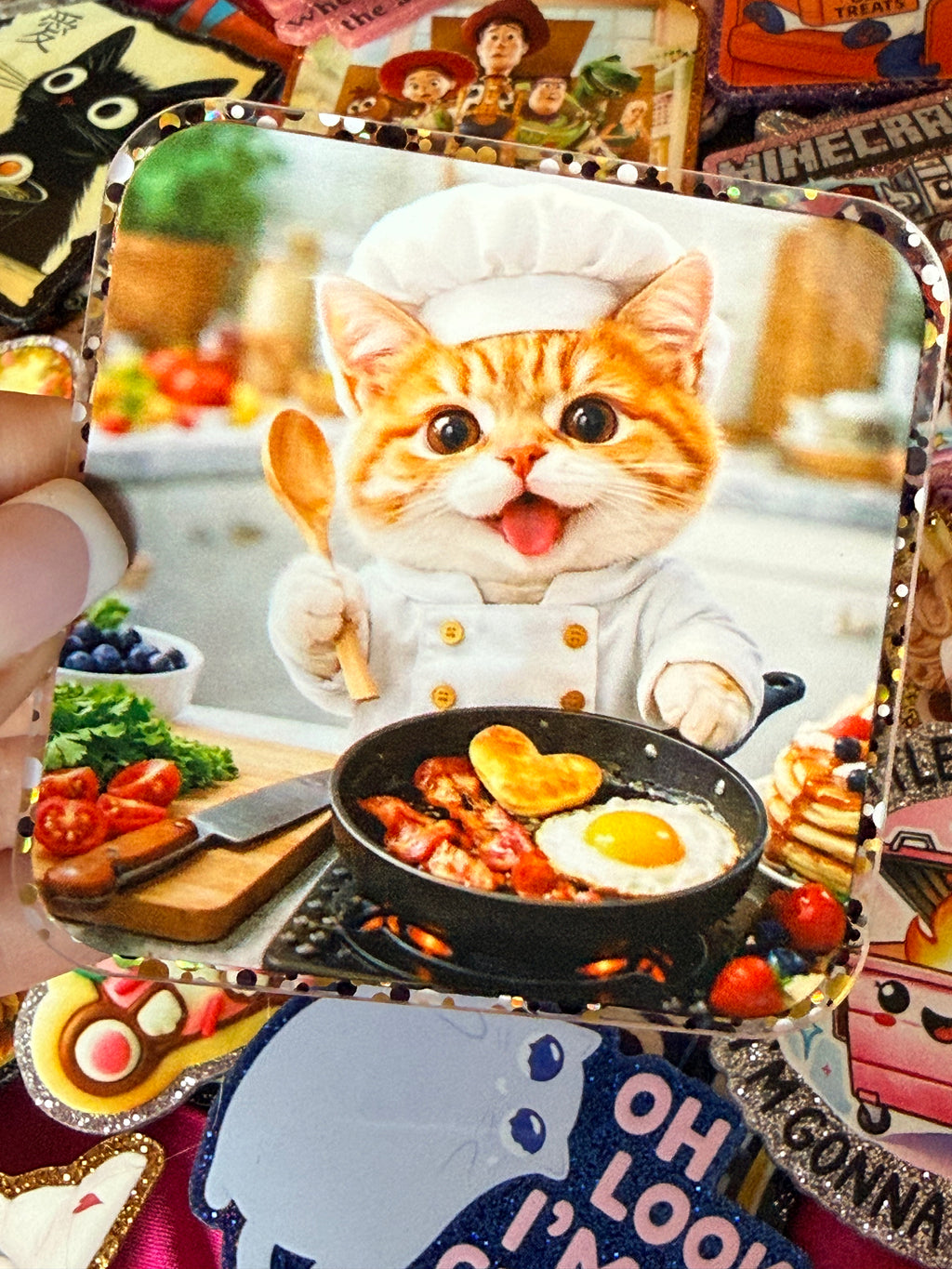Cooking Breakfast Cat, Large Magnet