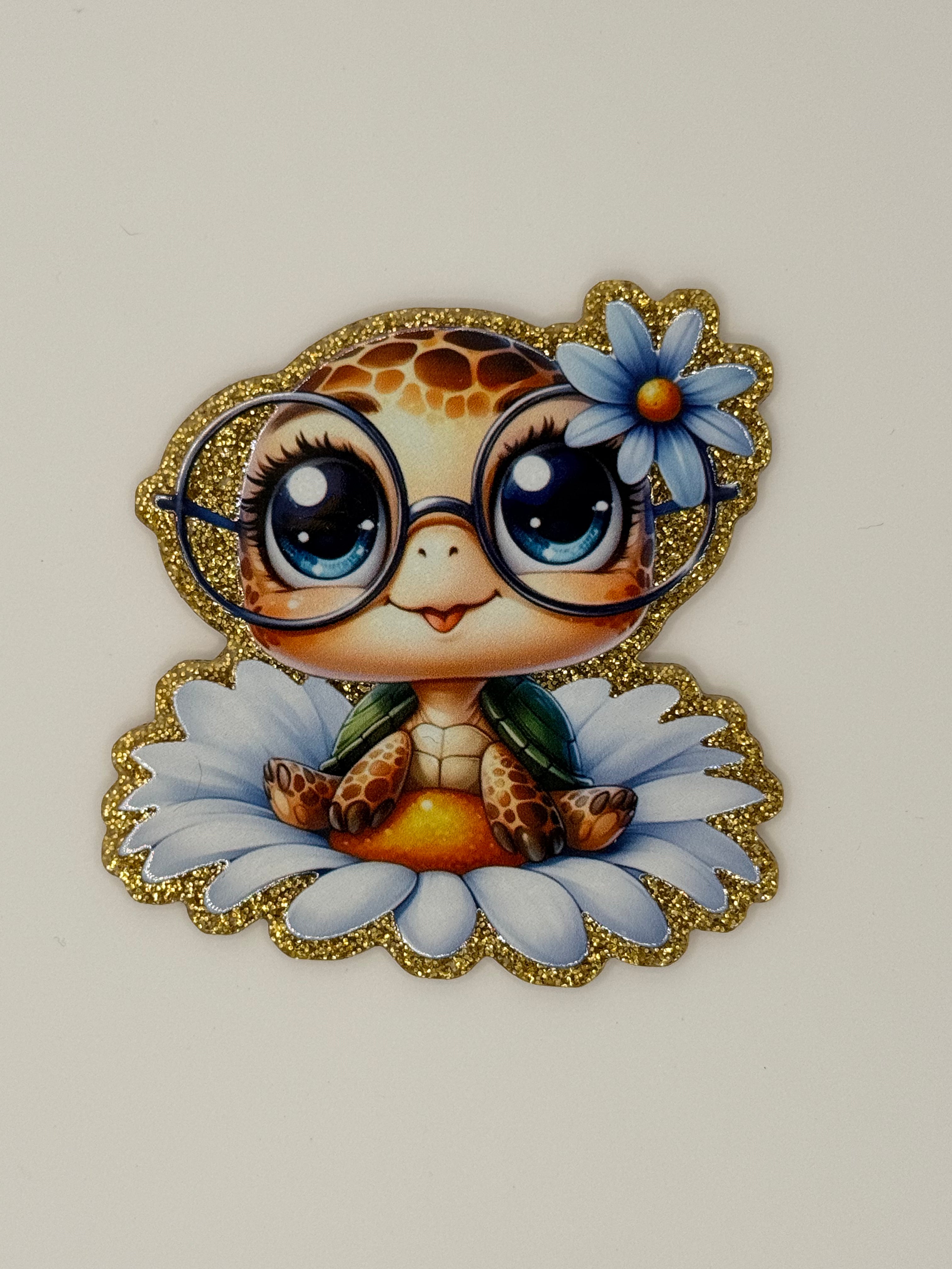 Floral Turtle Large Magnet