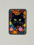 Black Cat in Flowers, Large Magnet
