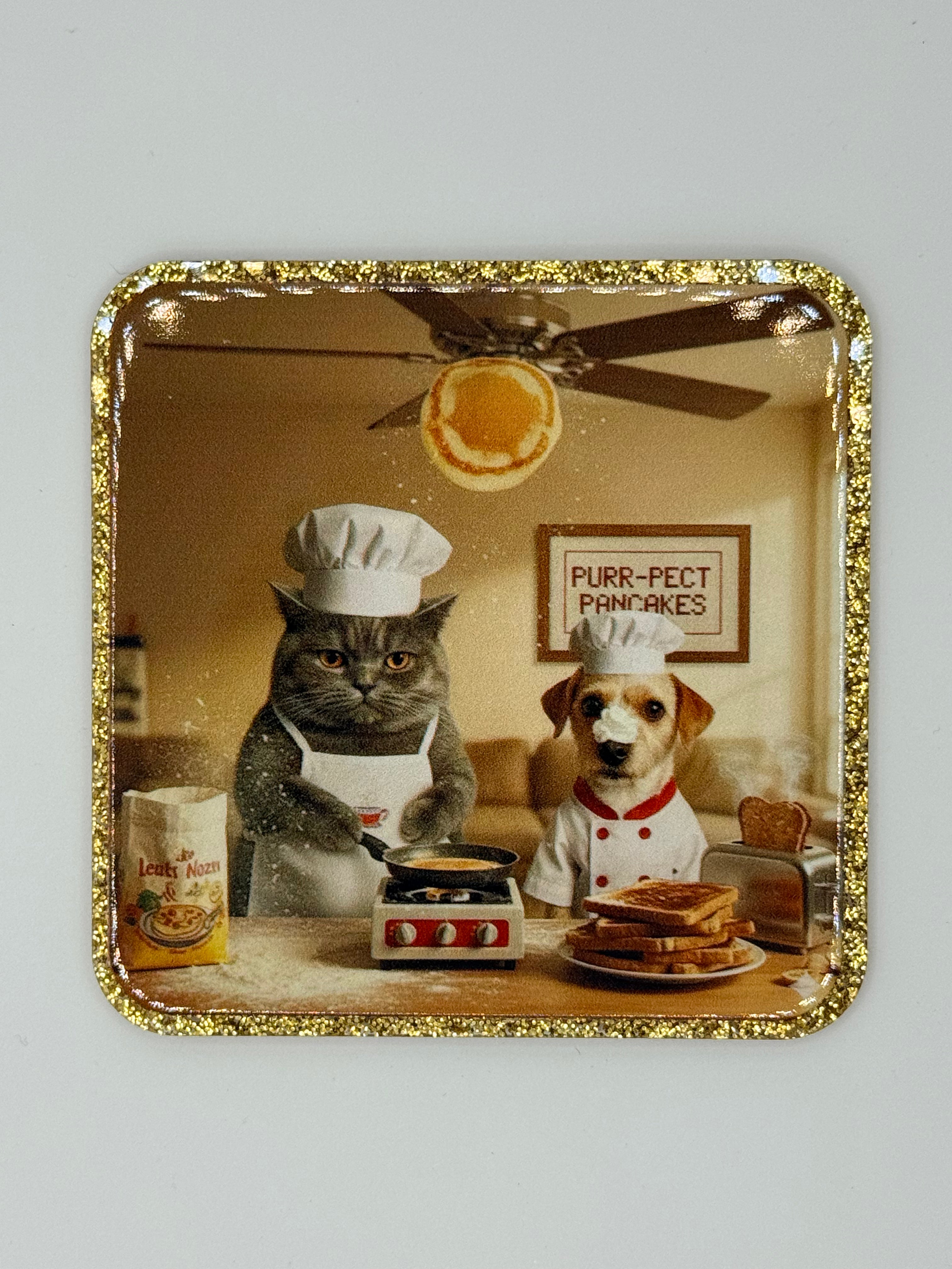 Dog and Cat Pancake Chefs, Large Magnet