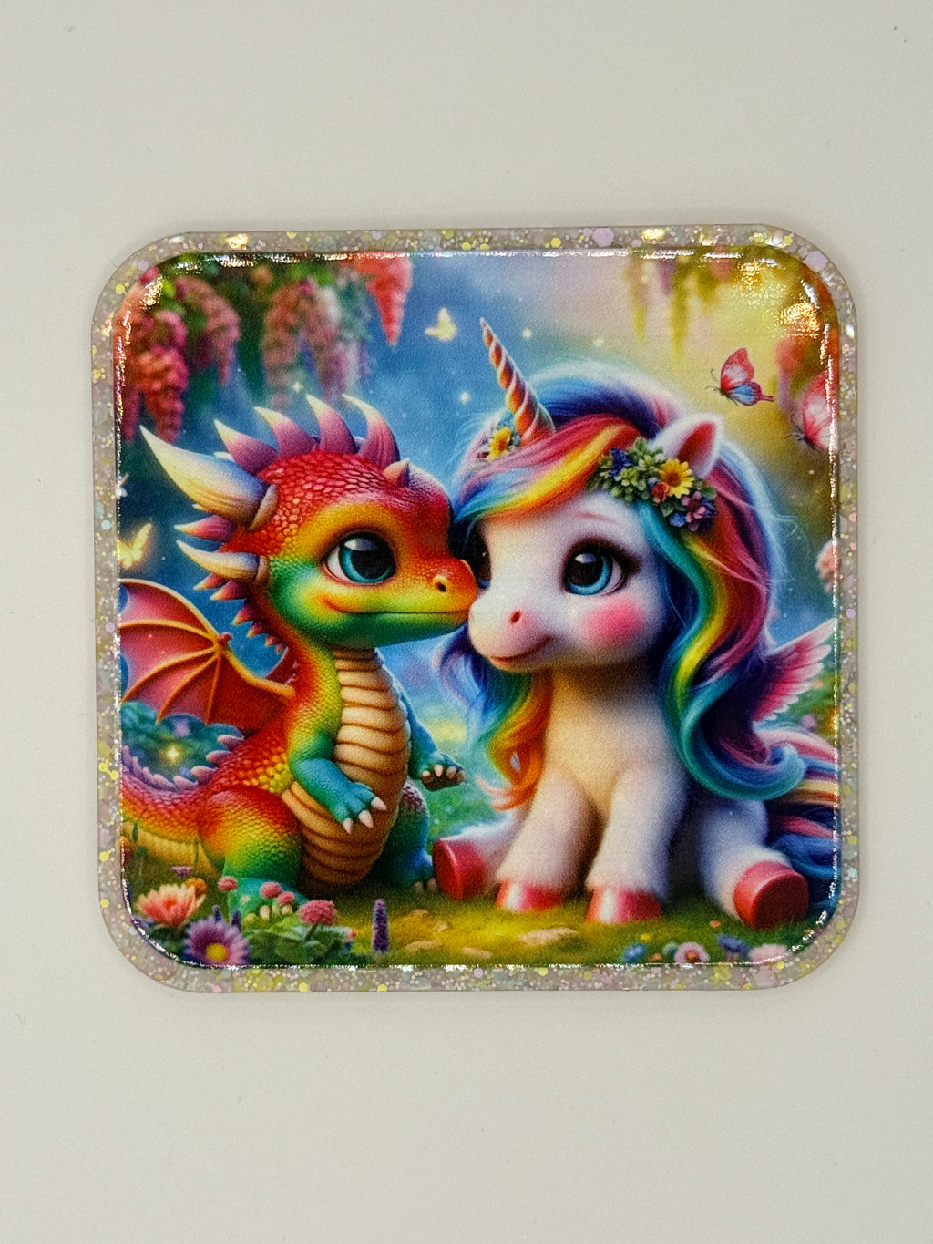 Unicorn and Dragon BFFs, Large Magnet