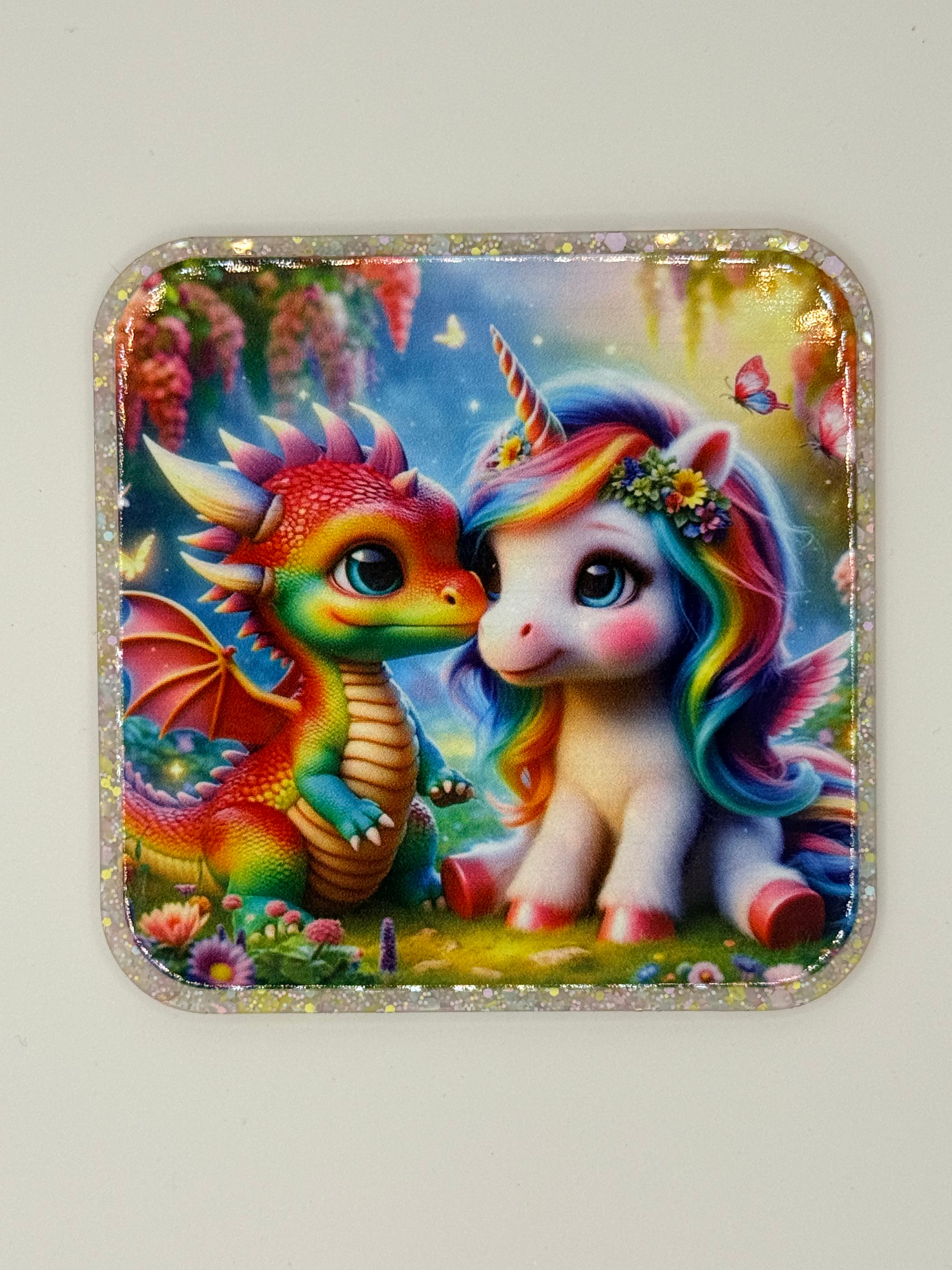 Unicorn and Dragon BFFs, Large Magnet