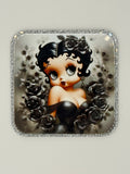 Cartoon Retro Diva Black Dress Large Magnet