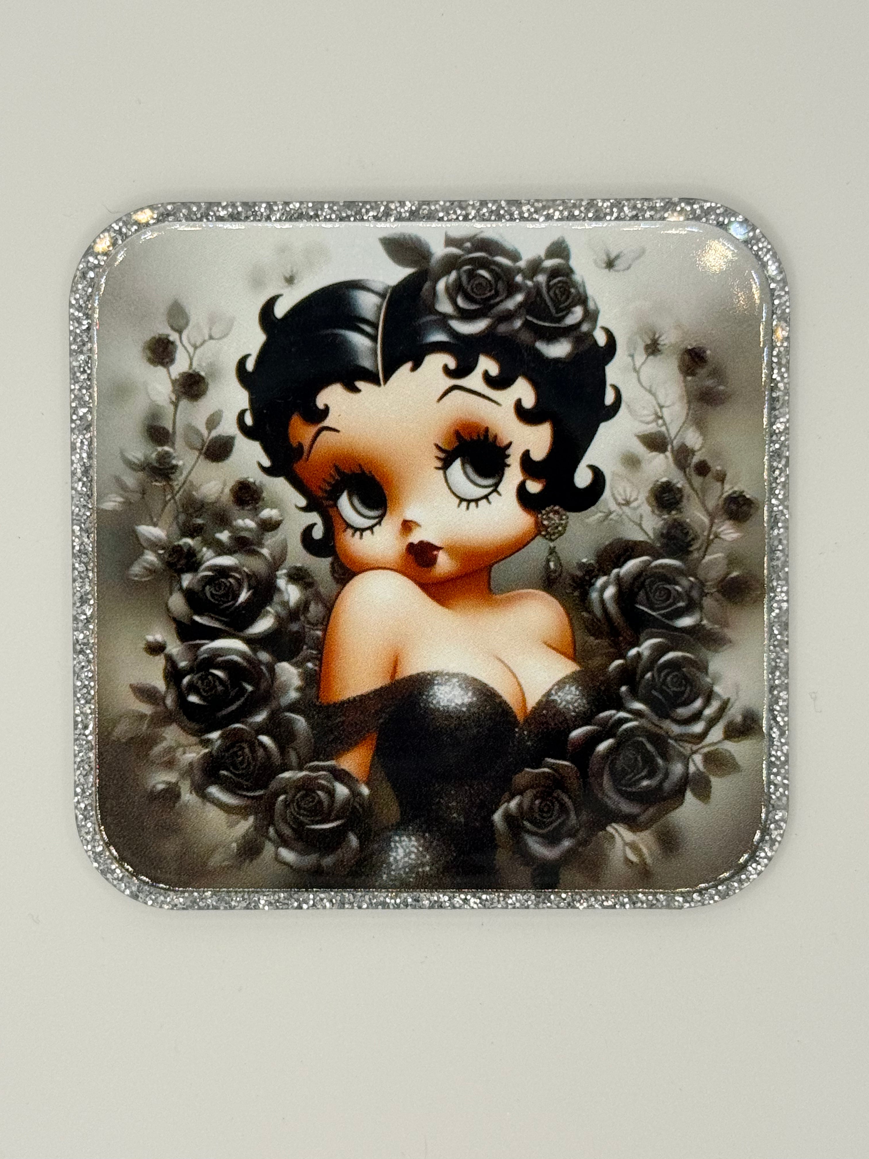 Cartoon Retro Diva Black Dress Large Magnet