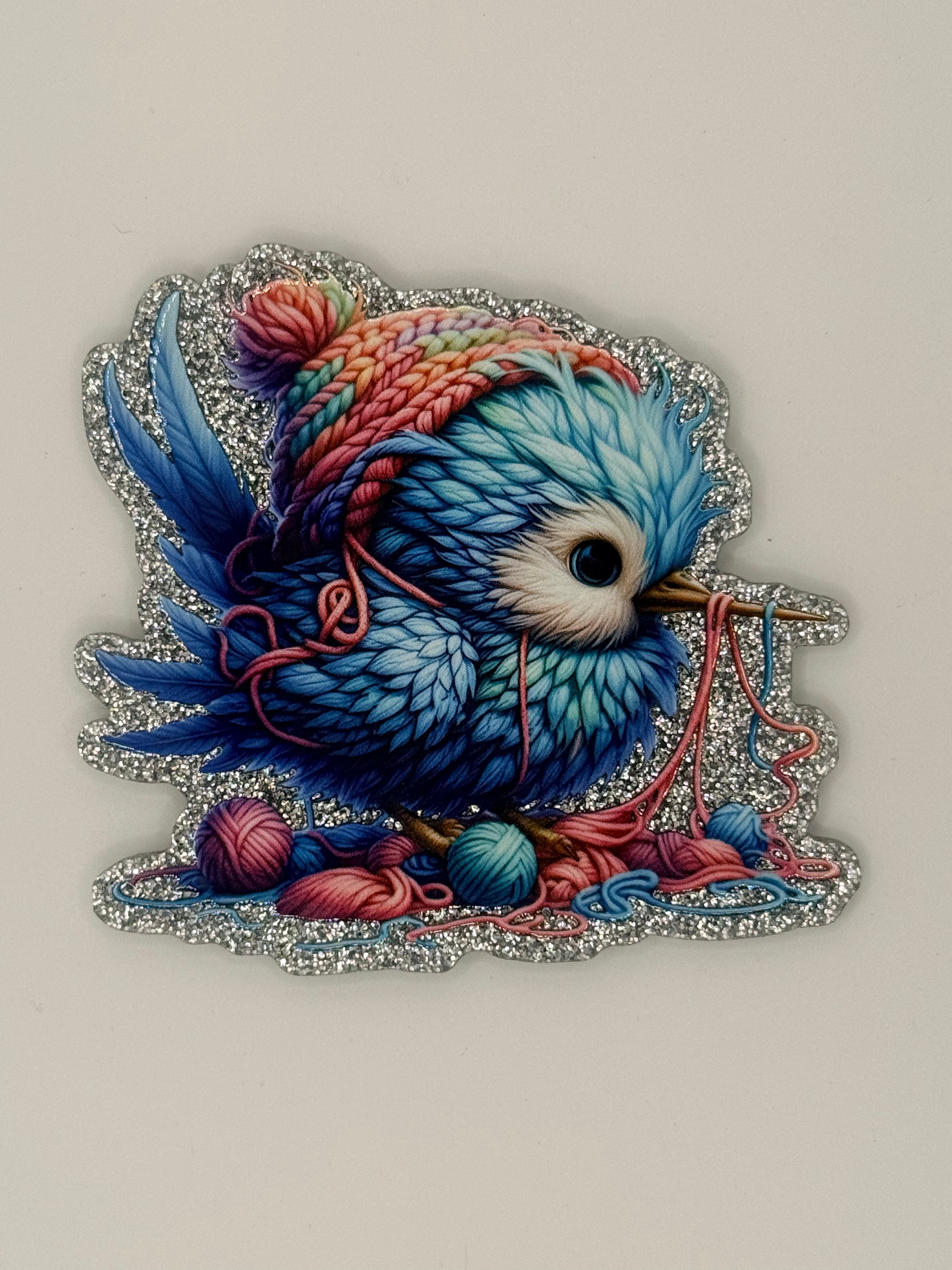 Crochet Blue Bird, Large Magnet