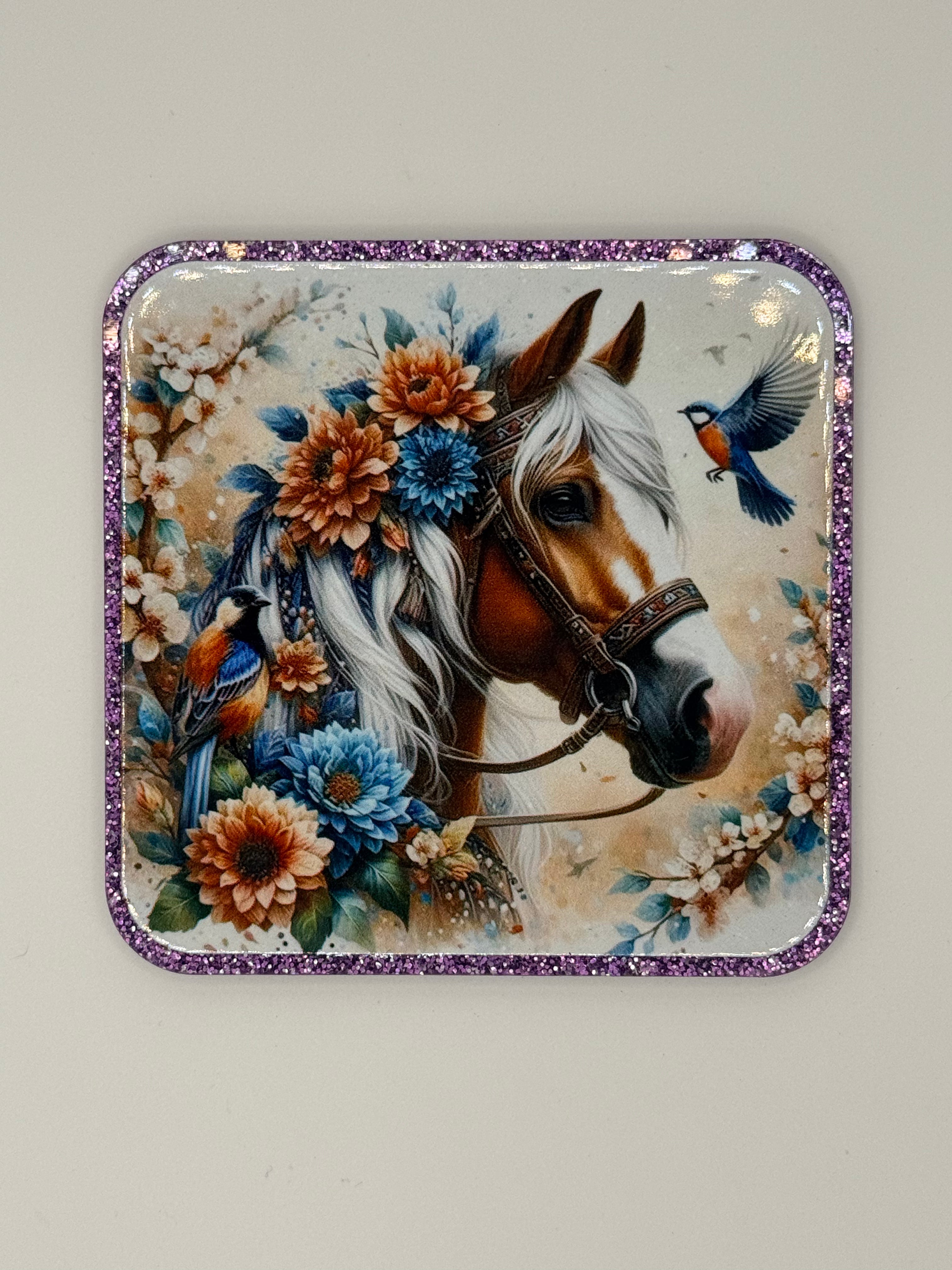 Floral Horse and Blue Bird Large Magnet