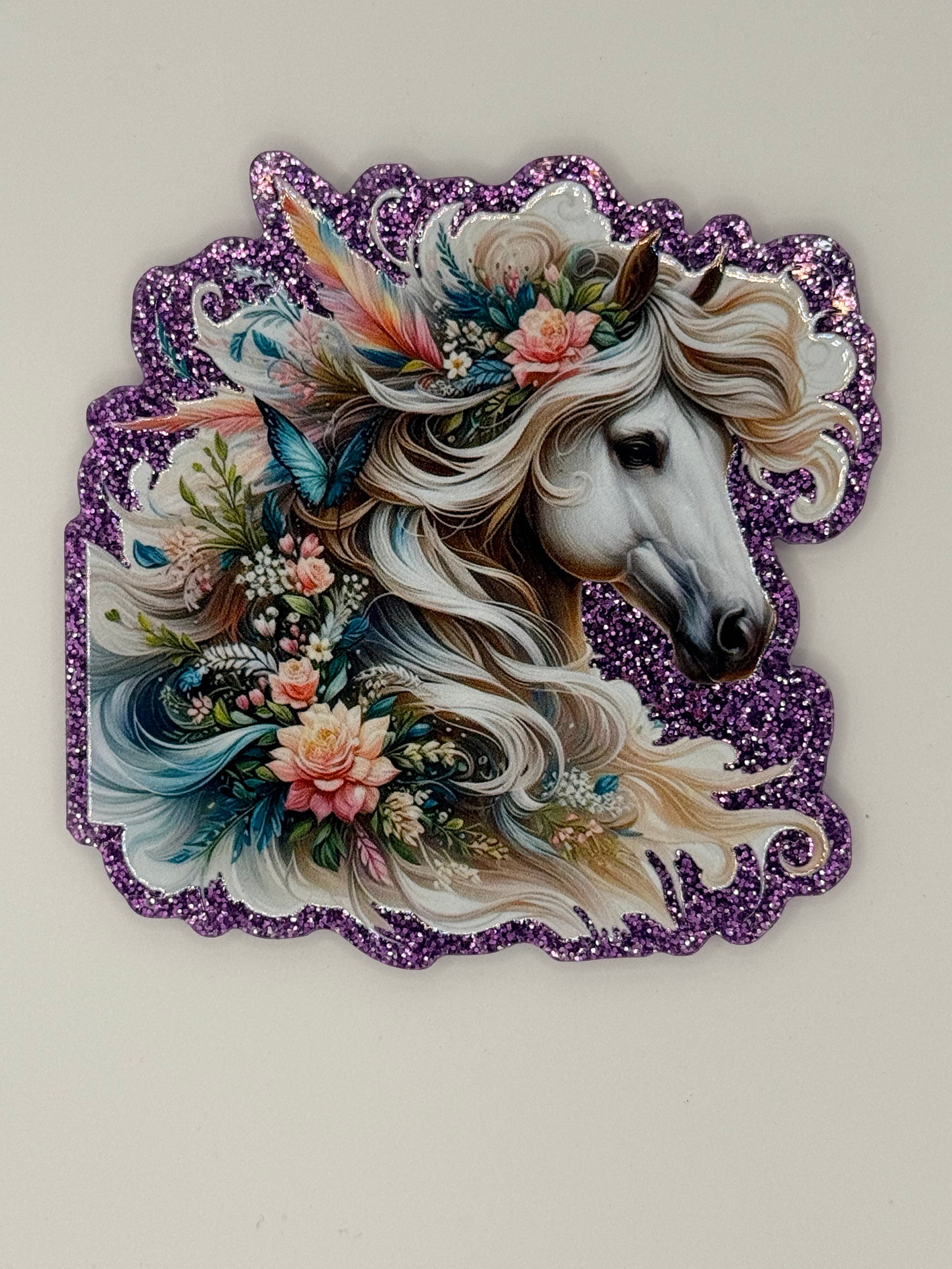 Boho Floral Horse Large Magnet