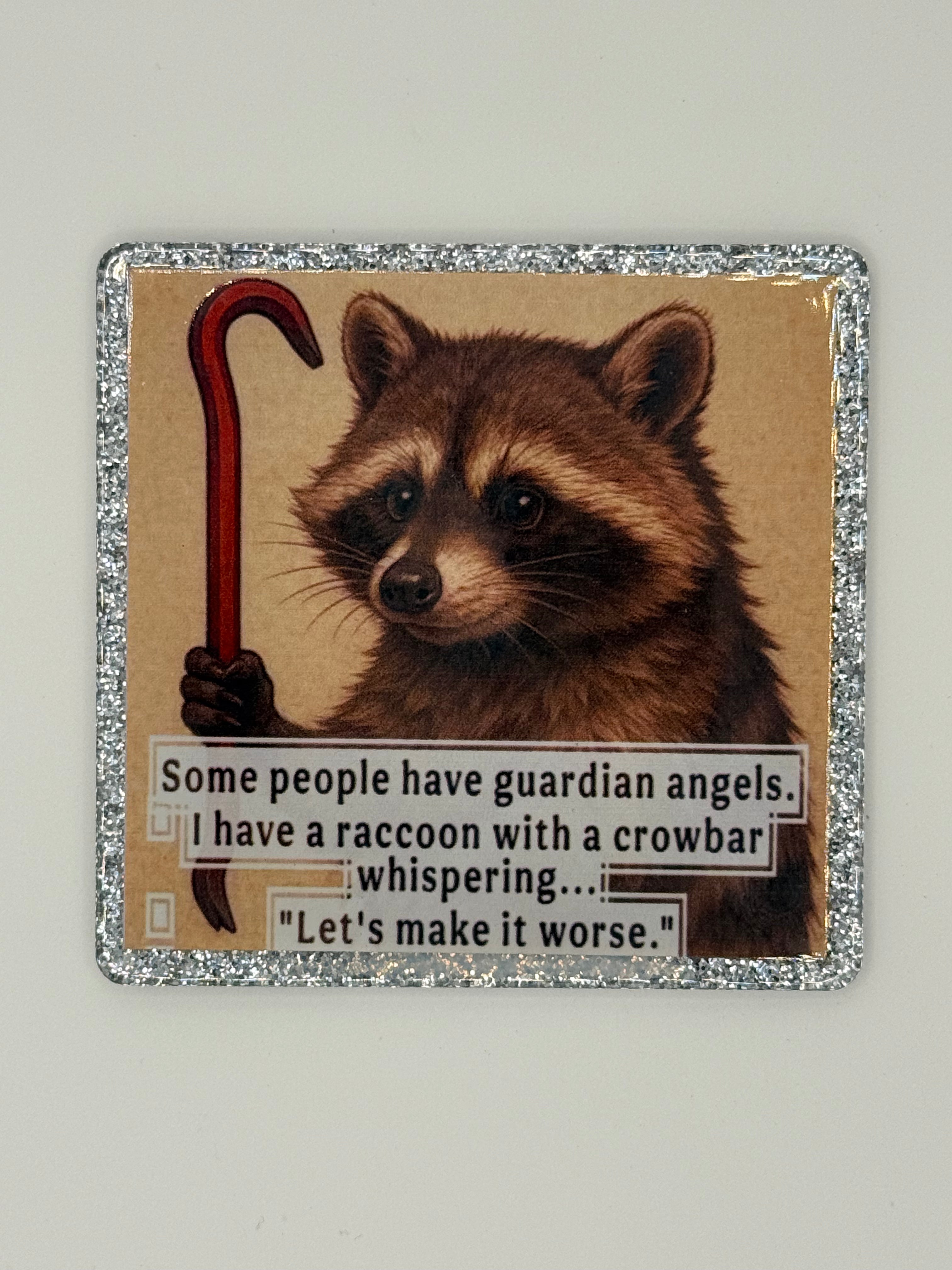 Raccoon With a Crowbar Large Magnet